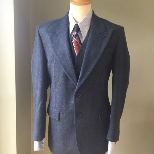 Mens Late 1930's Blue Herringbone Suit the James Stewart - Etsy