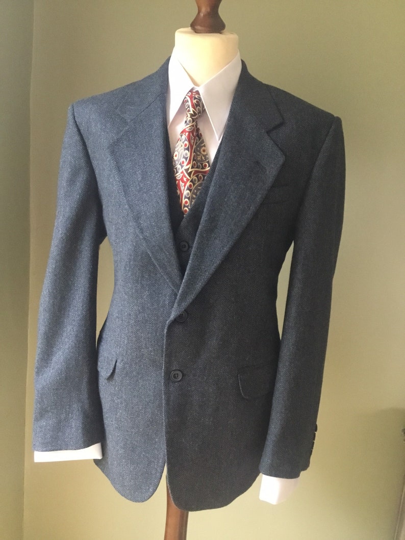 Mens Late 1930's Blue Herringbone Suit the James Stewart - Etsy