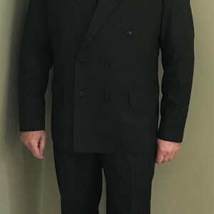 Mens Double breasted Black CC41 pinstripe suit Reproduction image 4