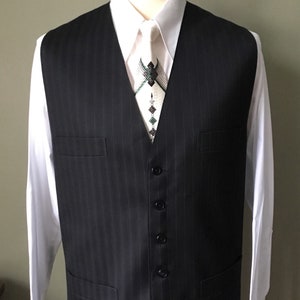 Mens Double breasted Black CC41 pinstripe suit Reproduction image 2