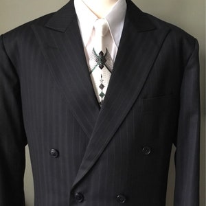 Mens Double breasted Black CC41 pinstripe suit Reproduction image 1