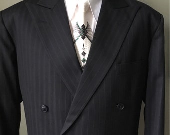 Mens Double breasted Black CC41 pinstripe suit ( Reproduction)