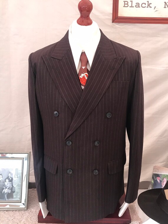 Gents Double Breasted Chocolate Brown Chalk Stripe Flannel - Etsy