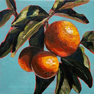Original Painting 'California Citrus' - 5x5 Acrylic on Stretched Canvas - Acrylic Painting - Original Art