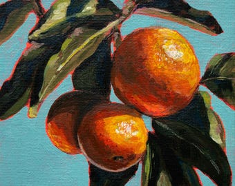 Original Painting 'California Citrus' - 5x5 Acrylic on Stretched Canvas - Acrylic Painting - Original Art