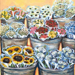 Original Painting 'Flower Market' - 6x8 Acrylic on Stretched Canvas - Acrylic Painting - Original Art