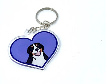 Greater Swiss Mountain Dog Keychain - Purple Swissy Heart - Dog Lover Gift