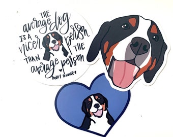 Swissy Sticker Pack - Three Greater Swiss Mountain Dog Stickers - Dog Quote Bundle