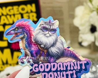Dungeon Crawler Carl Sticker – Princess Donut & Mondo Velociraptor – Funny Cat Bookish Sticker, LitRPG Fan Merch, Waterproof Vinyl Decal