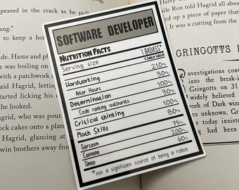 Software developer, nerdy gifts for him, engineer, tech humor, programmer, geeky, gift for coder, nerd, techie, coding life, laptop decal
