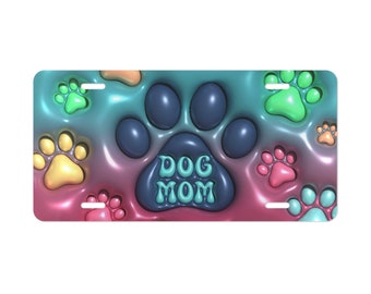 Dog Mom Paw Vanity License Plate