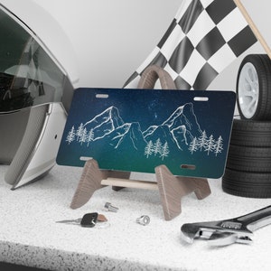 Night Mountains Scenery Vanity License Plate