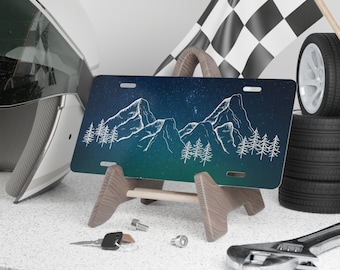 Night Mountains Scenery Vanity License Plate