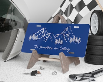 The Mountains are Calling Blue Vanity License Plate
