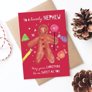 Cartão de Natal para sobrinho - Homem-biscoito, Doces, Quebra-nozes, Sobrinho bebê, Primeiro Natal do sobrinho, Cartão de Natal, Glitter, Menino doce