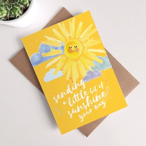 Enviando cartão Sunshine - Positivo, Motivação, Anime-se, Saudades, Fofo, Sol, Aquarela, Berçário, Aniversário, Melhoras, NHS, Confinamento