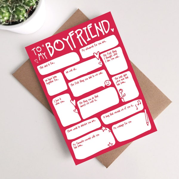 Boyfriend Valentine's Day / Anniversary Card - Romantic Keepsake Funny Thoughtful First Anniversary Memory Lane First Date Night Love You