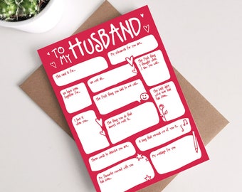 Husband Valentine's Day / Wedding Anniversary Card - Romantic Keepsake Funny Thoughtful First Anniversary Memory Lane First Date Night Love