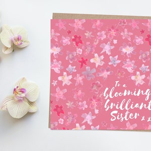 Carte d'anniversaire belle soeur épanouie - fleurs, juste parce que vous me manquez, jardinage, art floral, aquarelle florale, meilleure soeur, verrouillage