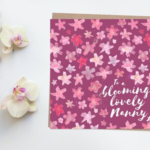 Carte fête des mères / anniversaire nounou - belle nounou, fleurs, juste parce que vous me manquez, fleurs, jardinage, art floral, aquarelle florale