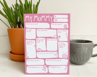 Personalised Mummy Mother's Day / Birthday Card - Fill In The Blanks Interview Keepsake Gift Cute Funny Modern Greetings Card
