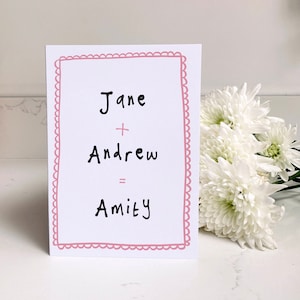 Personalised New Baby Boy Card Name Name Baby Name, Blue, Simple, Modern, Handwritten image 2