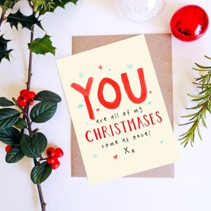 Todas mis Navidades llegan a la vez - Linda tarjeta navideña para esposo, esposa, novio, novia, prometido, prometida - Amor, Romántico