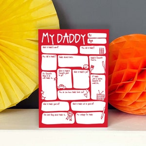Daddy Vatertag / Geburtstagskarte - Personalisierte Fill In Blanks Interview Q&A Andenken Lustig Bester Daddy Kleinkind Kinder DIY Grußkarte