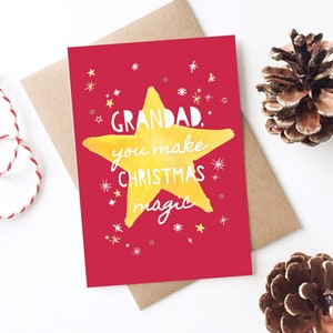 Grandad Weihnachtskarte - Machen Sie Weihnachtsmagie, Süß, Frohe Weihnachten, Weihnachtskarte, Personalisierte Karte, Opa, Großelternteil, Kleiner Stern