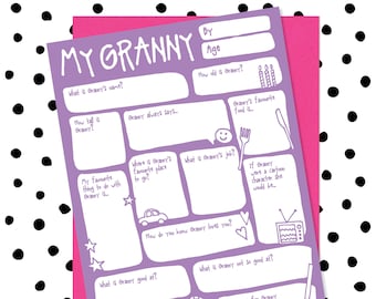 Granny Birthday Card - Personalised Milestone Happy Birthday Mothers Day Nana Grandma Keepsake Gift Cute Funny Modern Greetings Card Kids