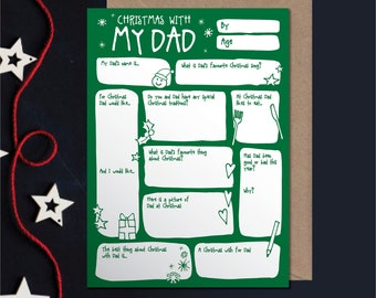 Dad Christmas Card - DIY Keepsake Cute Questions & Answer Interview Holiday Traditional Funny Toddler Kids Colour In Greetings Card