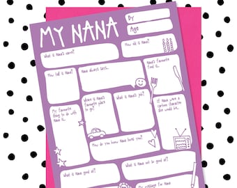 Nana Birthday Card - Personalised Milestone Happy Birthday Mothers Day Nanny Grandma Keepsake Gift Cute Funny Modern Greetings Card