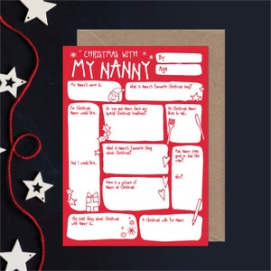 Carte de Noël pour nounou - DIY souvenir - Entretien questions et réponses pour les vacances Traditionnel drôle tout-petits petits-enfants Color In Lockdown