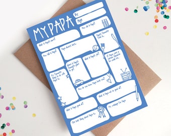 Papa Father&#39;s Day / Birthday Card - Fill In The Blanks Personalised Keepsake Gift Cute Funny Modern Happy Birthday Greetings Card