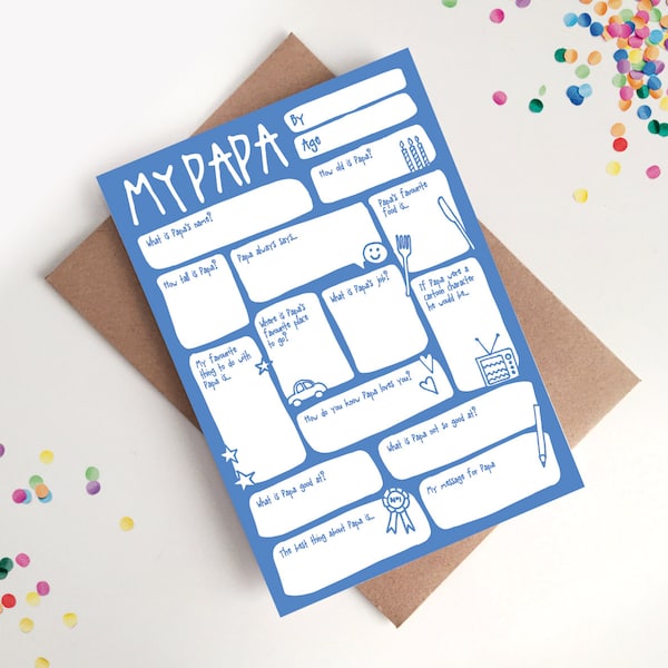 Papa Father's Day / Birthday Card - Fill In The Blanks Personalised Keepsake Gift Cute Funny Modern Happy Birthday Greetings Card