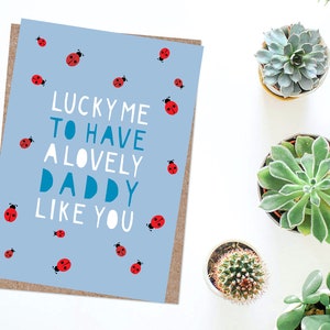 Preciosa tarjeta para el Día del Padre: Primer Día del Padre, Mariquita, Suerte, Lindo, Jardinería, Insectos, Mariquita, Chinche del Amor, Damacita, Te Amo