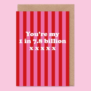 Only One For Me Card I Love You, Valentines, Anniversary, 1 in 7.8 Billion, Planet, Cute, Wedding, Lobster, So Glad I Found You image 1