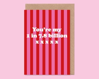 Only One For Me Card - I Love You, Valentines, Anniversary, 1 in 7.8 Billion, Planet, Cute, Wedding, Lobster, So Glad I Found You