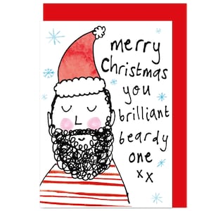 Bart-Gesicht-Weihnachtskarte - niedlicher lustiger bärtiger hübscher Ehemann-Freund lieben Sie