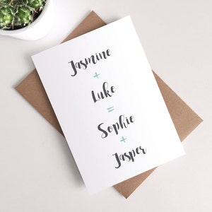 Carte de vœux personnalisée Jumeaux pour nouveau-né - Jolie carte de voeux de calligraphie moderne pour garçon/fille neutre en matière de genre