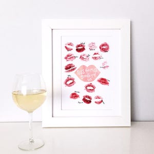 Kiss The Miss Goodbye Printable - Buziaki w szmince Wieczór panieński Wieczór panieński Księga gości - Pamiątka Wieczór panieński Gra Szminka