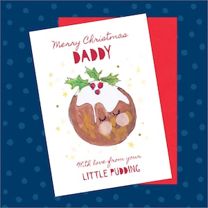 New Daddy-kerstkaart - Little Pudding, 1e, glitter, eerste kerst als papa, vader, van baby, van hobbel, aandenken, herinneringsdoos