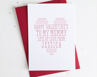 Personalised 'To my Mum Mummy' Valentines Card - Cute Mummy Nanny Love Loveheart Heart Greetings Card