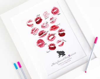 Personalised DIY PRINTABLE Vintage Hen Party / Bachelorette Print - Prince Frog Lipstick Print / Thumbprint Guest Book - Classy Hen Do