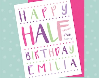 Personalised 6 Month Birthday / Half Birthday Card - Custom Baby Milestone Celebration Girls Greetings Card