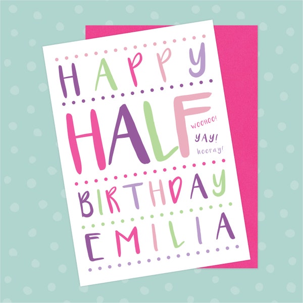 Personalised 6 Month Birthday / Half Birthday Card - Custom Baby Milestone Celebration Girls Greetings Card