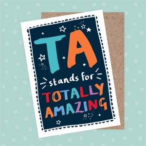 Bedankkaart leraar / onderwijsassistent - TA, geweldige leraar, sterren, superster, schattig, helper, sleutelwerker, kleuterschool, einde schooljaar, cadeau