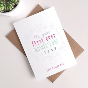 Première carte de fête des mères personnalisée, toute première carte de fête des mères, carte de nouvelle maman, sur mesure, fleurs, couronne de fleurs