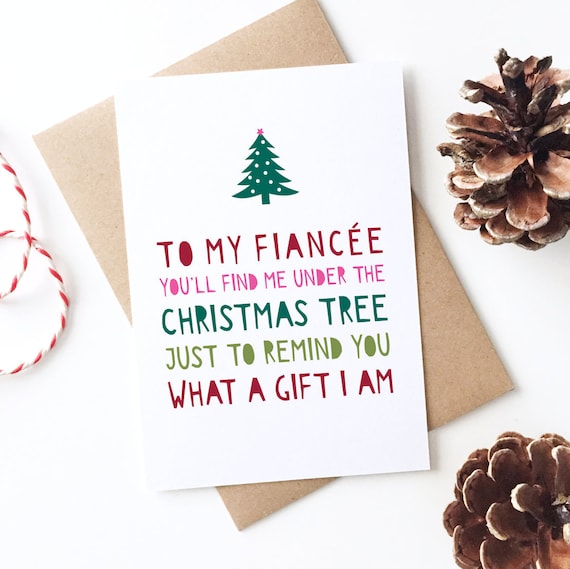 Funny Fiancee Christmas Card Gods Gift Christmas Tree Joke Present Best Husband To Be Ever Humour Rude Sarcastic Love You Engaged