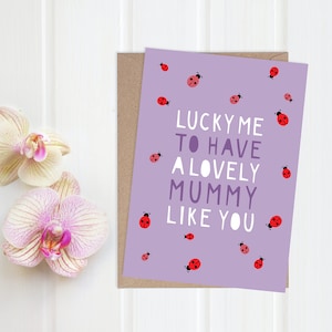 Preciosa tarjeta del Día de la Madre: Primer Día de la Madre, Mariquita, Suerte, Lindo, Jardinería, Insectos, Mariquita, Chinche del Amor, Damacita, Te Amo